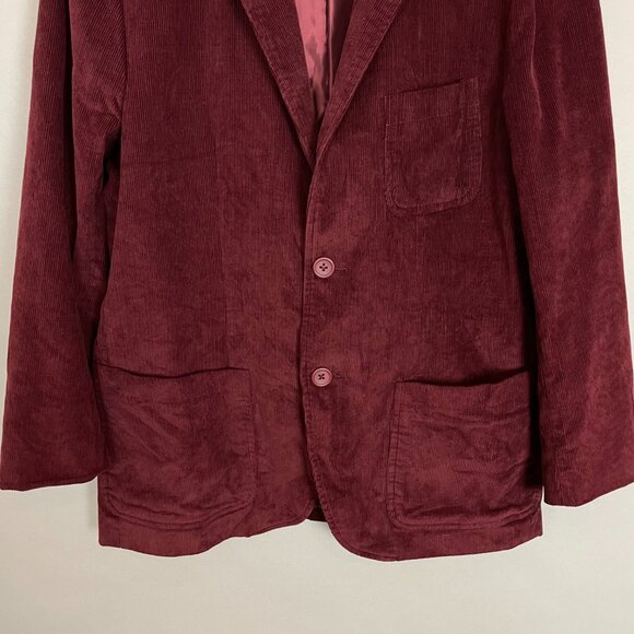 Threads 4 Thought Corduroy Blazer Burgundy Men Size Large Organic Cotton Reddish - Picture 5 of 13